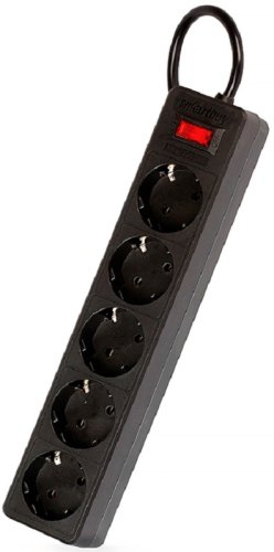 Сетевой фильтр с заземлением Smartbuy 5х1,8м 10А 2200Вт черный фото Сетевой фильтр с заземлением Smartbuy 5х1,8м 10А 2200Вт черный картинка